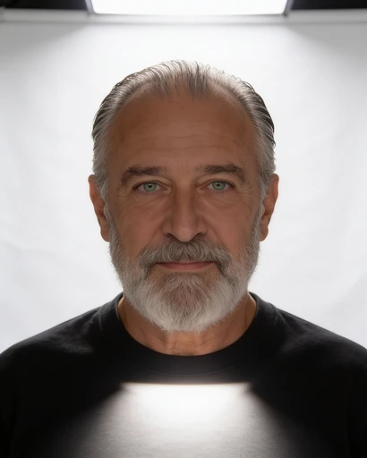 Ramón, avatar de muestra, clásico, fondo blanco. Imagen generada con IA.